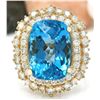 Image 1 : 15.64 CTW Natural Topaz 14K Solid Yellow Gold Diamond Ring