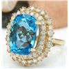 Image 2 : 15.64 CTW Natural Topaz 14K Solid Yellow Gold Diamond Ring