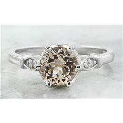 1.45 CTW Morganite 18K White Gold Diamond Ring