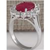 Image 3 : 4.03 CTW Natural Red Ruby Diamond Ring 14K Solid White Gold