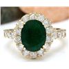 Image 1 : 2.86 CTW Natural Emerald 14K Solid Yellow Gold Diamond Ring