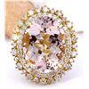 Image 1 : 18.42 CTW Natural Morganite 14K Solid Yellow Gold Diamond Ring