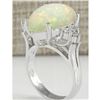 Image 3 : 4.61 CTW Natural Opal And Diamond Ring In 14K White Gold