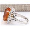 Image 2 : 18.42 CTW Natural Citrine And Diamond Ring 18K Solid White Gold