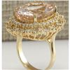 Image 3 : 17.81 CTW Natural Morganite And Diamond Ring In 18K Solid Yellow Gold