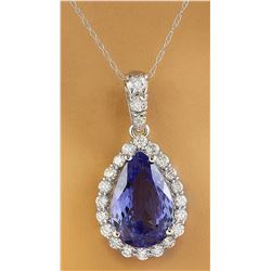 5.10 CTW Tanzanite 18K White Gold Diamond Necklace