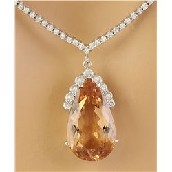 15.65 CTW Morganite 18K White Gold Diamond Necklace