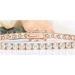 5.40 CTW Natural Diamond 18K Solid Rose Gold Bracelet