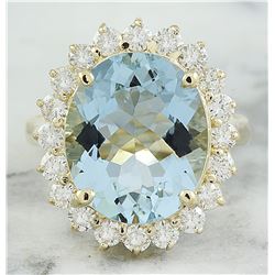 7.16 CTW Aquamarine 18K Yellow Gold Diamond Ring