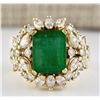 Image 1 : 6.61 CTW Natural Emerald And Diamond Ring In 14k Yellow Gold