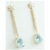 Image 2 : 14.08 CTW Aquamarine 14K Yellow Gold Diamond Earrings