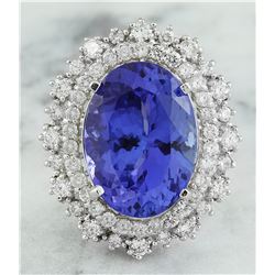 13.75 CTW Tanzanite 14K White Gold Diamond Ring