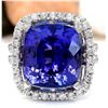 Image 1 : 17.14 CTW Natural Tanzanite 14K Solid White Gold Diamond Ring