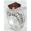 Image 3 : 5.80 CTW Tourmaline 14K White Gold Diamond Ring