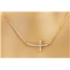 Image 1 : 0.15 CTW Diamond 18K Yellow Gold Cross Bar Necklace