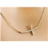 Image 2 : 0.15 CTW Diamond 18K Yellow Gold Cross Bar Necklace