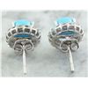 Image 4 : 4.67 CTW Turquoise 18K White Gold Diamond Errings
