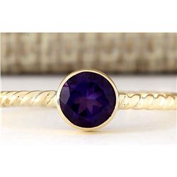 1.00 CTW Natural Amethyst Ring In 18K Yellow Gold