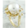 Image 3 : 0.80 CTW 13.10 Millimeter Pearl 14K Yellow Gold Diamond Ring