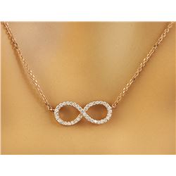 0.30 CTW Diamond 18K Rose Gold Eternity Pendant Necklace