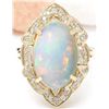 Image 1 : 9.05 CTW Natural Opal 14K Solid Yellow Gold Diamond Ring