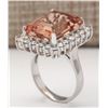 Image 3 : 15.08 CTW Natural Morganite And Diamond Ring In 18K White Gold