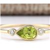 Image 1 : 0.58 CTW Natural Peridot And Diamond Ring In 18K Yellow Gold