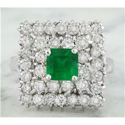2.60 CTW Emerald 14K White Gold Diamond Ring