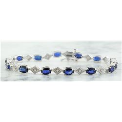 8.50 CTW Sapphire 14K White Gold Diamond Bracelet