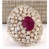Image 2 : 5.98 CTW Natural Ruby And Diamond Ring In 14k Rose Gold