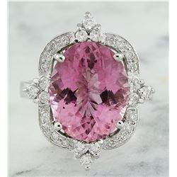 7.85 CTW Tourmaline 18K White Gold Diamond Ring