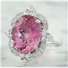 Image 2 : 7.85 CTW Tourmaline 18K White Gold Diamond Ring