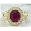 Image 1 : 3.70 CTW Ruby 14K Yellow Gold Diamond Ring