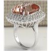 Image 3 : 21.86 CTW Natural Peach Morganite And Diamond Ring In 18K Solid White Gold