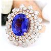 Image 2 : 13.27 CTW Natural Tanzanite 18K Solid Rose Gold Diamond Ring