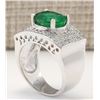 Image 3 : 4.78 CTW Natural Emerald And Diamond Ring In 18K White Gold