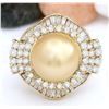 Image 1 : 14.08 mm Gold South Sea Pearl 14K Solid Yellow Gold Diamond Ring