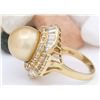 Image 3 : 14.08 mm Gold South Sea Pearl 14K Solid Yellow Gold Diamond Ring