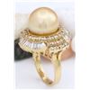 Image 5 : 14.08 mm Gold South Sea Pearl 14K Solid Yellow Gold Diamond Ring