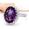 Image 2 : 12.32 CTW Natural Amethyst 18K Solid White Gold Diamond Ring