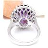 Image 3 : 12.32 CTW Natural Amethyst 18K Solid White Gold Diamond Ring