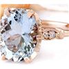 Image 2 : 3.40 CTW Natural Aquamarine 14K Solid Rose Gold Diamond Ring