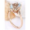 Image 4 : 3.40 CTW Natural Aquamarine 14K Solid Rose Gold Diamond Ring