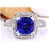 Image 1 : 3.70 CTW Natural Tanzanite 18K Solid White Gold Diamond Ring