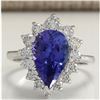 Image 1 : 5.26 CTW Natural Tanzanite And Diamond Ring 18K Solid White Gold
