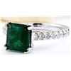 Image 2 : 2.41 CTW Natural Emerald 18K Solid White Gold Diamond Ring