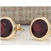 Image 2 : 3.00 CTW Natural Red Garnet Earrings 18K Solid Yellow Gold