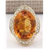 Image 1 : 17.06 CTW Natural Citrine And Diamond Ring 18K Solid Yellow Gold