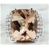 Image 1 : 11.20 CTW Morganite 18K White Gold Diamond Ring