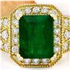 Image 1 : 4.35 CTW Natural Emerald 14K Solid Yellow Gold Diamond Ring